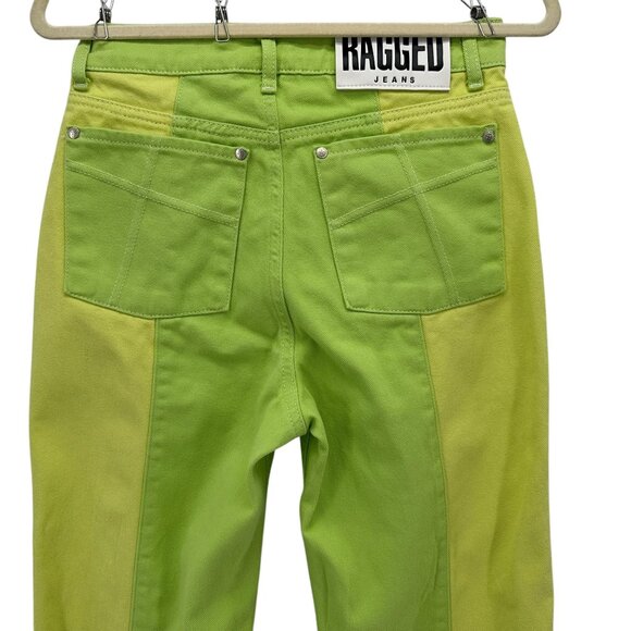 Ragged Priest Womens 28 Jeans Clacker Dad Jean Lime Green Yellow Cut Out - Picture 5 of 10